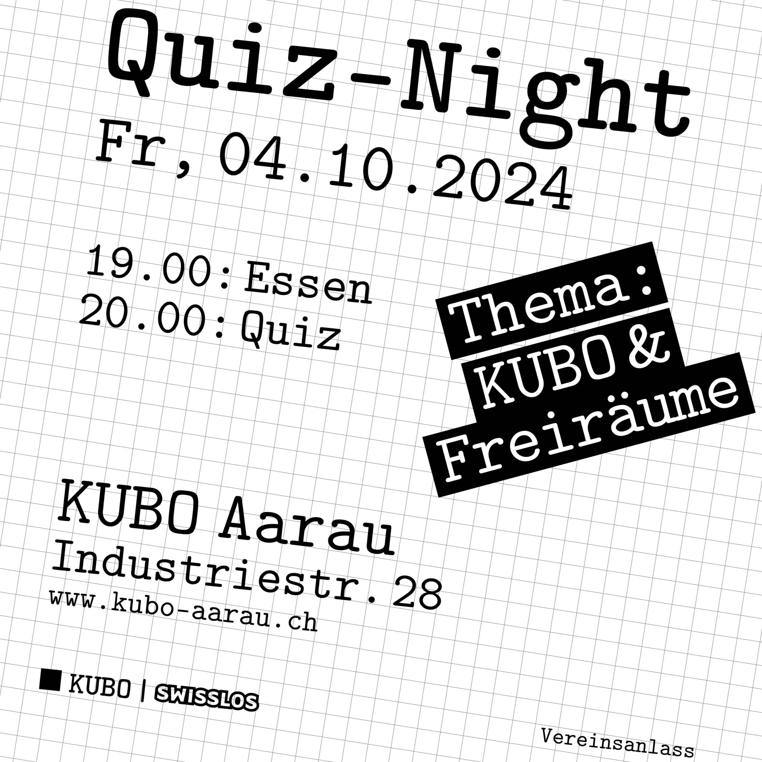 Quiz-Night #8 | Die leider vorerst letzte Qiuz-Night steht an. Aus diesem Grund findest sie an einem Freitagabend statt: Noch mehr Fragen und mehr Spass. Es dreht sich dabei alles um den KUBO und Freiräume im Allgemeinen. 08 Quiz Night Freiraum scaled |