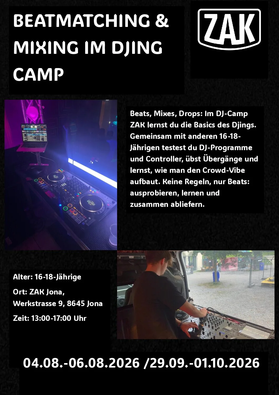 Sommer DJ-Camp ZAK: Lerne Beatmatching & Mixing 7 DJ Camp Flyer ZAK 1 pdf