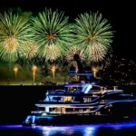 fireworks over a boat
