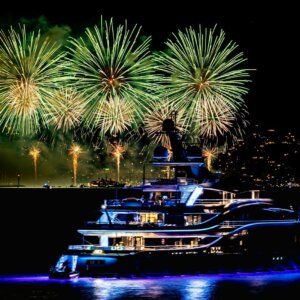 fireworks over a boat