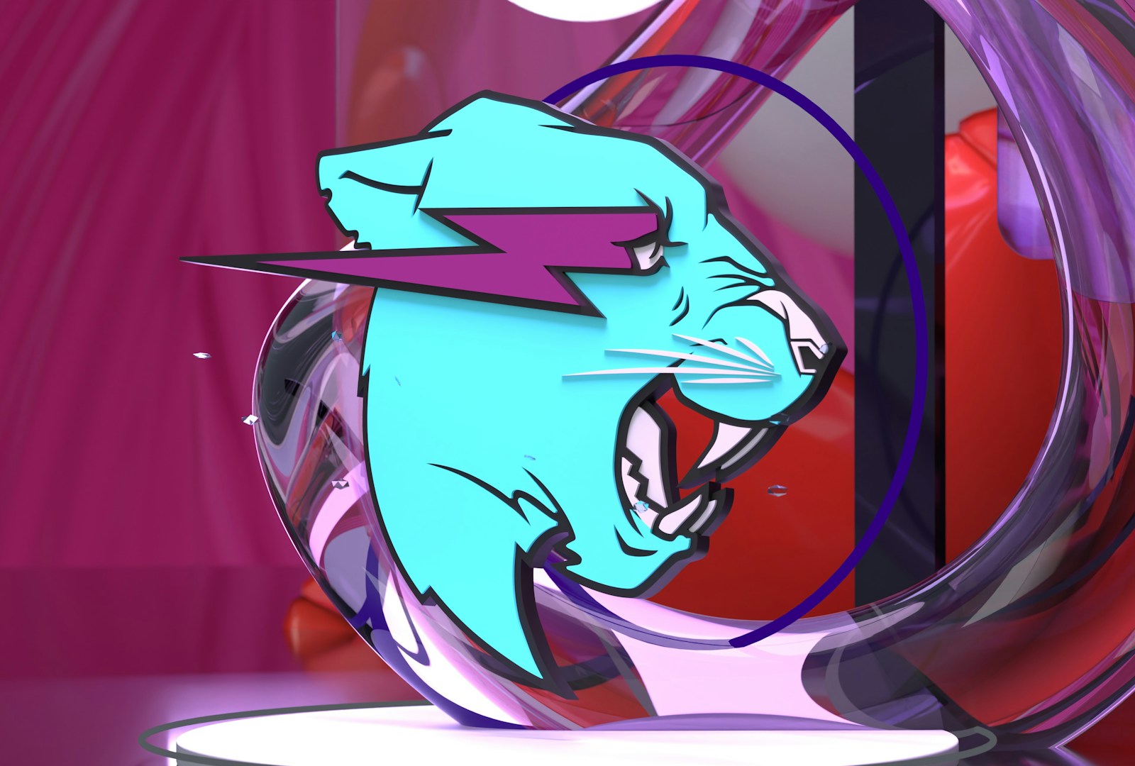 Blue panther head logo with a purple lightning bolt.