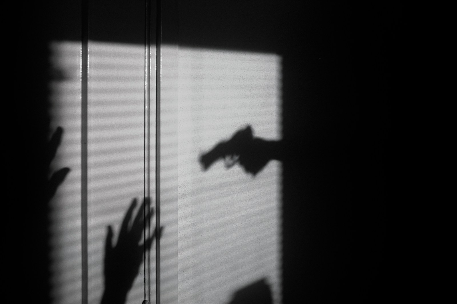 Ferien-pass grenchen - Mord 1 Shadows of hands and a handgun cast against a window with closed blinds