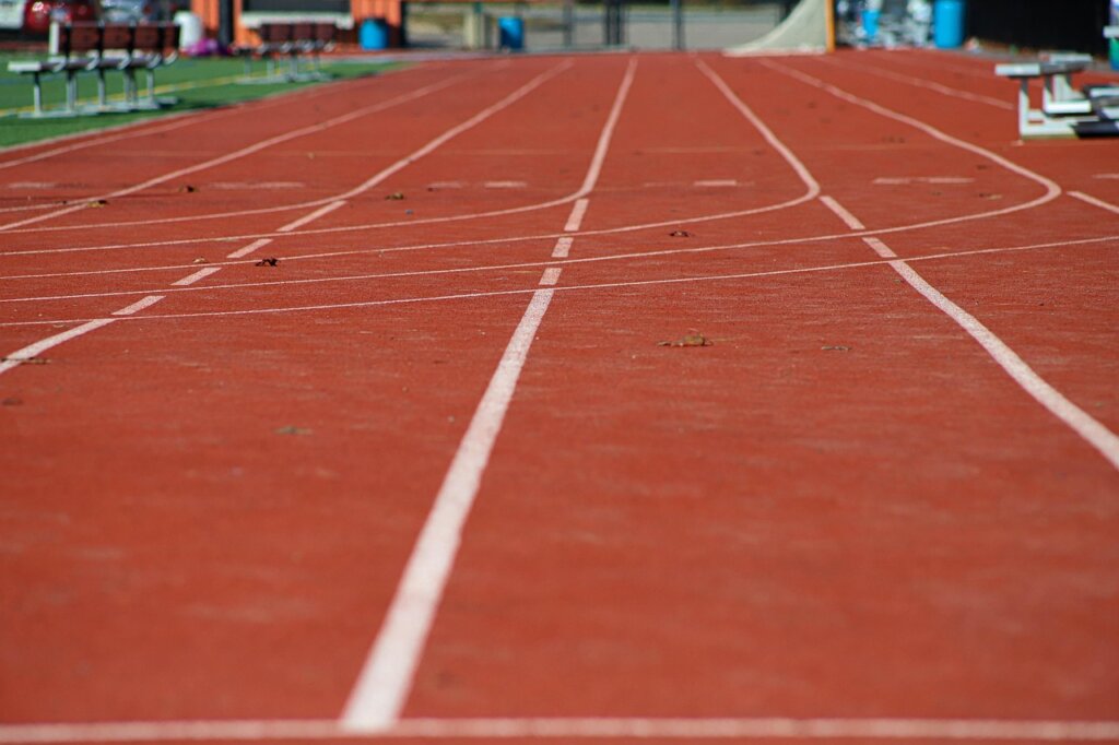 track, race, perspective, running, speed, lane, sport, exercise, health, direction