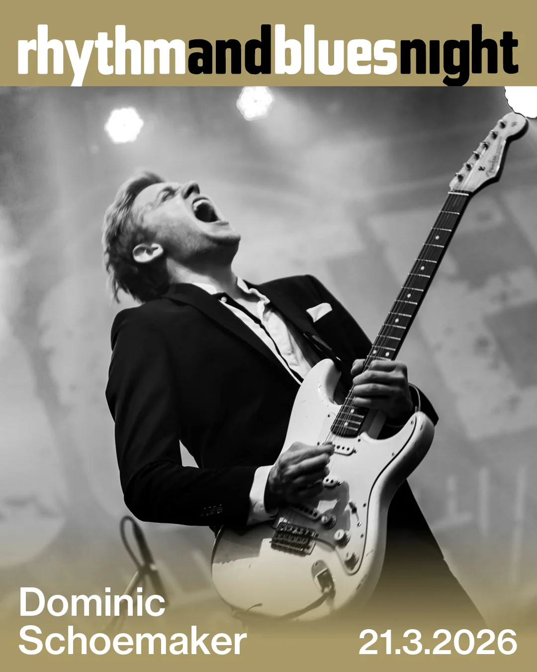Dominic Schoemaker: Rhythm and Blues Night | Dominic Schoemaker beweist auf seiner aktuellen Tour, dass er sich innerhalb des Blues-Genres nicht nur souverän bewegt, sondern auch spielerisch eine eigene Handschrift schafft. Indem er die Grenzen zu Pop und Rock gekonnt auslotet. Und dann ist da noch Schoemaker als begnadeter Gitarrist, der dank seiner ausgeprägten Bühnenpräsenz und leidenschaftlichen Soli auch ein junges Publikum vom Hocker reissen und für den Blues begeistern kann. DominicSchoemaker Insta |