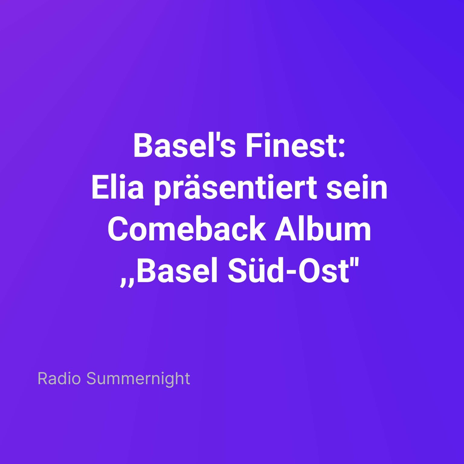 Basel's Finest: Elia präsentiert sein Comeback Album ,,Basel Süd-Ost'' | Drei Jahre nach seinem letzten Album "Zick Zack" meldet sich der Schweizer Rapper Elia eindrucksvoll zurück. basels finest elia prsentiert sein comeback album basel sd ost cover |