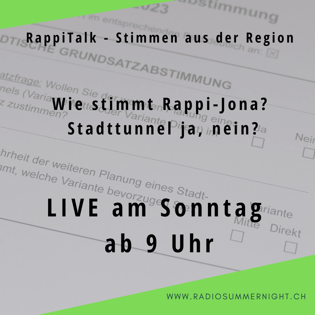 Live-Berichterstattung Abstimmung Stadttunnel Rapperswil-Jona | Ab 9 Uhr live im Radio laufend News zur Abstimmung Stadttunnel in Rapperswil-Jona. Wir berichten live aus dem Stadthaus in Rappi-Jona - immer zur vollen Stunde neue News. Stadttunnel ja oder nein Live |
