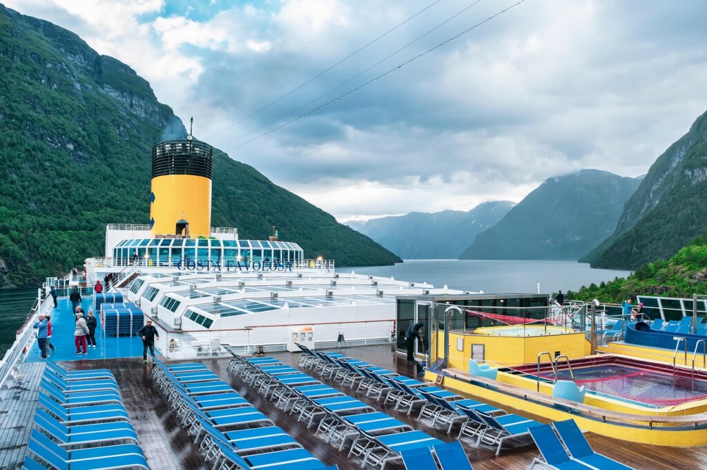cruise, fjords, norway, landscape, holiday, mountains, clouds, nature, cruise ship